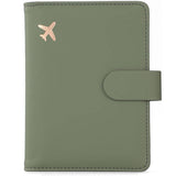Melsbrinna Premium Leather Passport Holder Covers Case, Waterproof Rfid Blocking Travel Wallet Passport Holder with Pen Holder, Cute Passport Book for Women/Men (Simplicity, AE - Moss green)
