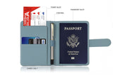 Melsbrinna Premium Leather Passport Holder Covers Case, Waterproof Rfid Blocking Travel Wallet Passport Holder with Pen Holder, Cute Passport Book for Women/Men (Simplicity, AB - Greyish green)