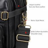 Men Vegan Leather Briefcase Backpack Hybrid 17 Inch Laptop Bag Case Business Messenger bag HB-22 (Black)