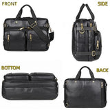 Men Vegan Leather Briefcase Backpack Hybrid 17 Inch Laptop Bag Case Business Messenger bag HB-22 (Black)