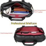 Men Vegan Leather Briefcase Backpack Hybrid 17 Inch Laptop Bag Case Business Messenger bag HB-22 (Black)
