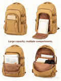 Men's Canvas Travel Backpack, Large 50L Hiking Daypack with Multiple Compartments, Heavy Duty Rucksack, Brown(50L)