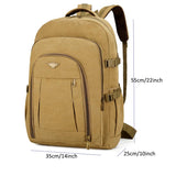 Men's Canvas Travel Backpack, Large 50L Hiking Daypack with Multiple Compartments, Heavy Duty Rucksack, Brown(50L)