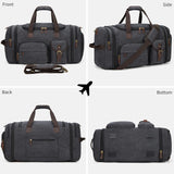 Mens Duffle Bag for Travel 60L Expandable Canvas Weekender Overnight Travel Duffel Bag with Shoe Compartment Carry - On for Airplanes Dark Gray