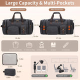Mens Duffle Bag for Travel 60L Expandable Canvas Weekender Overnight Travel Duffel Bag with Shoe Compartment Carry - On for Airplanes Dark Gray