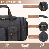 Mens Duffle Bag for Travel 60L Expandable Canvas Weekender Overnight Travel Duffel Bag with Shoe Compartment Carry - On for Airplanes Dark Gray