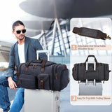 Mens Duffle Bag for Travel 60L Expandable Canvas Weekender Overnight Travel Duffel Bag with Shoe Compartment Carry - On for Airplanes Dark Gray