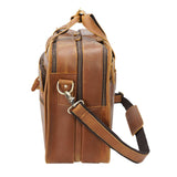 Men's Full Grain Leather Briefcase 17 Inch Travel Business Laptop Messenger Bag Tote with YKK Metal Zippers