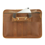 Men's Full Grain Leather Briefcase 17 Inch Travel Business Laptop Messenger Bag Tote with YKK Metal Zippers