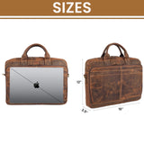 Mens Full Grain Leather Briefcase Fits 16 Inch Laptop, Leather Laptop Messenger Shoulder Satchel, Vintage Professional Work Office Bag - Tan