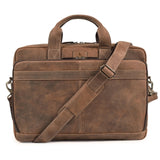 Mens Full Grain Leather Briefcase Fits 16 Inch Laptop, Leather Laptop Messenger Shoulder Satchel, Vintage Professional Work Office Bag - Tan