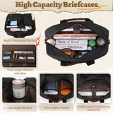 Mens Laptop Messenger Bag 17.3 Inch Canvas Briefcase Waterproof Vintage Computer Bag Shoulder Bag Satchel Bags for Work College Travel