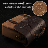 Men's Messenger Bag Waxed Canvas Briefcase 16 Inch Vintage Genuine Leather Computer Laptop Bags Waterproof Satchel Shoulder Bag for Work/Business/Office