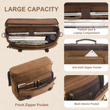 Men's Messenger Bag Waxed Canvas Briefcase 16 Inch Vintage Genuine Leather Computer Laptop Bags Waterproof Satchel Shoulder Bag for Work/Business/Office