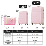 Merax 2 Piece Hardshell Luggage Set, 20”+28” Lightweight Suitcase with TSA Lock and a Travel Bag, Expandable Luggage with Spinner Wheels, Light Pink