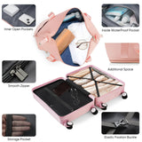 Merax 2 Piece Luggage Set Spinner Hardshell Lightweight TSA Lock and USB Port, Cup Holder, 20 inch Carry On Luggage with Front Opening Design and Expandable Travel Bag, Pink
