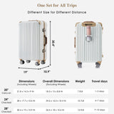 Merax 20 Inch Aluminum Luggage with USB port, Vacation Carry - On Suitcase with Spinner Wheels and TSA Lock, moonlight