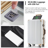 Merax 20 Inch Aluminum Luggage with USB port, Vacation Carry - On Suitcase with Spinner Wheels and TSA Lock, moonlight