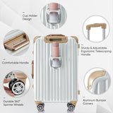 Merax 20 Inch Aluminum Luggage with USB port, Vacation Carry - On Suitcase with Spinner Wheels and TSA Lock, moonlight