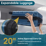 Merax 20 Inch Carry On Luggage, Expandable Hardshell Suitcase with Spinner Wheels TSA Lock, Lightweight Scratch - Resistant ABS for Weekend, Business Travel, Airline Approved