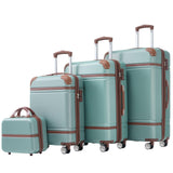 Merax 20”+24”+28” Luggage and Cosmetic Set of 4, Hard Shell Luggage Sets with Double Spinner Wheels and TSA Lock, 4 Piece Lightweight Suitcase Set, Green