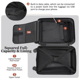Merax 20in Carry On Luggage with Front Opening and USB Port, ABS Hard Case Luggage with 360° Spinner Wheel and Handbag, 20% Expandable Capacity, Perfect for Men and Women 5 Piece Set Sliver