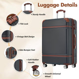 Merax 24 IN Luggage with Bags, Suitcase with Spinner Wheels, Vintage Expanded Luggage with TSA Lock Lightweight(Black)