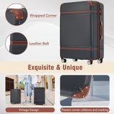 Merax 24 IN Luggage with Bags, Suitcase with Spinner Wheels, Vintage Expanded Luggage with TSA Lock Lightweight(Black)