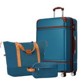 Merax 24 IN Luggage with Bags, Suitcase with Spinner Wheels, Vintage Expanded Luggage with TSA Lock Lightweight(Blue)