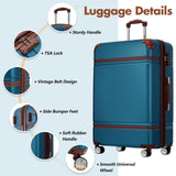 Merax 24 IN Luggage with Bags, Suitcase with Spinner Wheels, Vintage Expanded Luggage with TSA Lock Lightweight(Blue)
