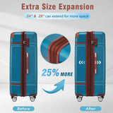 Merax 24 IN Luggage with Bags, Suitcase with Spinner Wheels, Vintage Expanded Luggage with TSA Lock Lightweight(Blue)