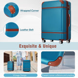 Merax 24 IN Luggage with Bags, Suitcase with Spinner Wheels, Vintage Expanded Luggage with TSA Lock Lightweight(Blue)