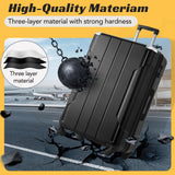 Merax 28 Inch Checked - Large Luggage with Wheels Aluminum Alloy Corner Hard Shell Suitcase TSA Luggage Suitcases for Travel Woman Men(Black)