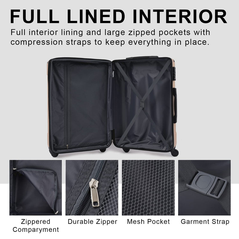 Merax 28 Inch Checked - Large Luggage with Wheels Aluminum Alloy Corner Hard Shell Suitcase TSA Luggage Suitcases for Travel Woman Men(Black)
