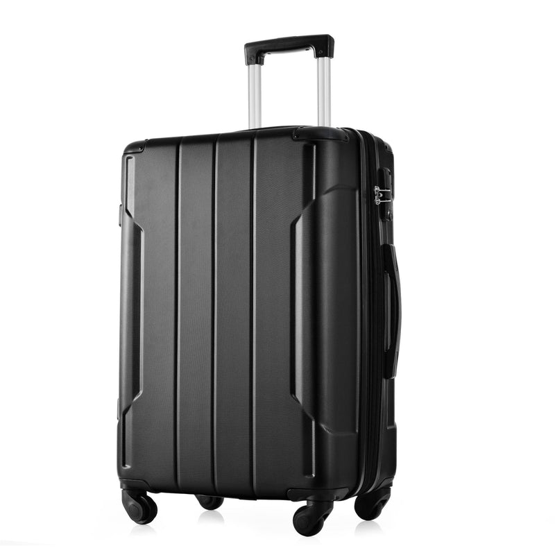 Merax 28 Inch Checked - Large Luggage with Wheels Aluminum Alloy Corner Hard Shell Suitcase TSA Luggage Suitcases for Travel Woman Men(Black)