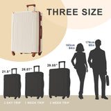 Merax 28 Inch Checked - Large Luggage with Wheels Aluminum Alloy Corner Hard Shell Suitcase TSA Luggage Suitcases for Travel Woman Men(White Brown)