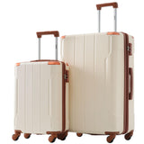 Merax 28 Inch Checked - Large Luggage with Wheels Aluminum Alloy Corner Hard Shell Suitcase TSA Luggage Suitcases for Travel Woman Men(White Brown)