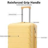 Merax 3 Luggage Sets, ABS Hardside Suitcase Spinner Wheels Durable Lightweight, Light Milky Yellow, 20/24/28 Inch
