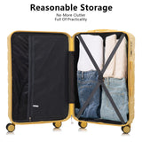 Merax 3 Luggage Sets, ABS Hardside Suitcase Spinner Wheels Durable Lightweight, Light Milky Yellow, 20/24/28 Inch