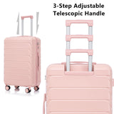 Merax 3 Piece ABS Hardshell Luggage Sets Spinner Wheel Suitcase Suit Case, Pink, 20/24/28 Inch