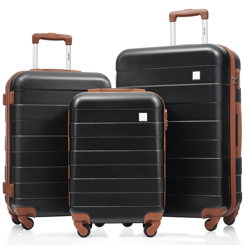 Merax 3 Piece ABS Hardshell Luggage Sets Spinner Wheel Suitcase TSA Lock Suit Case