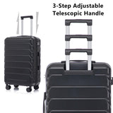 Merax 3 - Piece ABS Hardshell Suitcase Set – Lightweight, Tough & Scratch - Resistant, All Black Stripe