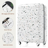 Merax 3 Piece Luggage Set ABS PC Hardshell Lightweight Suitcase Sets Spinner Wheels Suitcase with TSA Lock, 20 inch Airline Certified Carry on Luggage with USB Port, 20" 24" 28", White