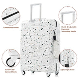 Merax 3 Piece Luggage Set ABS PC Hardshell Lightweight Suitcase Sets Spinner Wheels Suitcase with TSA Lock, 20 inch Airline Certified Carry on Luggage with USB Port, 20" 24" 28", White
