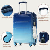 Merax 3 Piece Luggage Set ABS PC Hardside Lightweight Suitcase Sets Spinner Wheels Suitcase with TSA Lock, 20 inch Airline Certified Carry on Luggage with USB Port, 20" 24" 28", Gradient Blue