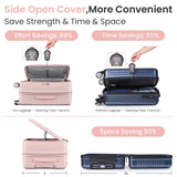 Merax 3 Piece Luggage Set, Expandable Carry On Luggage with TSA Lock Airline Approved, PC Hard Shell and Lightweight Suitcase with Front Pocket and Spinner Wheels, 20”24”28”, Pink