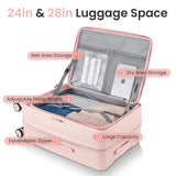 Merax 3 Piece Luggage Set, Expandable Carry On Luggage with TSA Lock Airline Approved, PC Hard Shell and Lightweight Suitcase with Front Pocket and Spinner Wheels, 20”24”28”, Pink