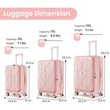 Merax 3 Piece Luggage Set, Expandable Carry On Luggage with TSA Lock Airline Approved, PC Hard Shell and Lightweight Suitcase with Front Pocket and Spinner Wheels, 20”24”28”, Pink