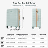Merax 3 Piece Luggage Set Premium ABS Hardshell Lightweight Suitcase Sets Spinner Wheels Suitcase with TSA Lock, 20 Inch Airline Certified Carry - on Luggage, 20" 24" 28", Light Green