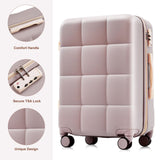Merax 3 Piece Luggage Set with Cup Holder ABS Hardshell Lightweight Suitcase Sets Spinner Wheels Suitcase with TSA Lock, 20 Inch Airline Certified Carry - on Luggage, 20" 24" 28", Rosy Brown